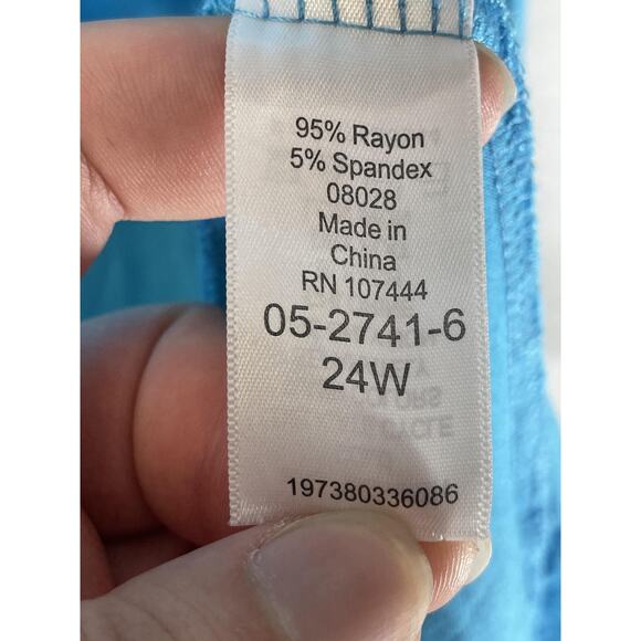 Jessica London Dress Womens 24W Blue Sleeveless Drape Front V Neck A-Line Knit - Picture 6 of 8